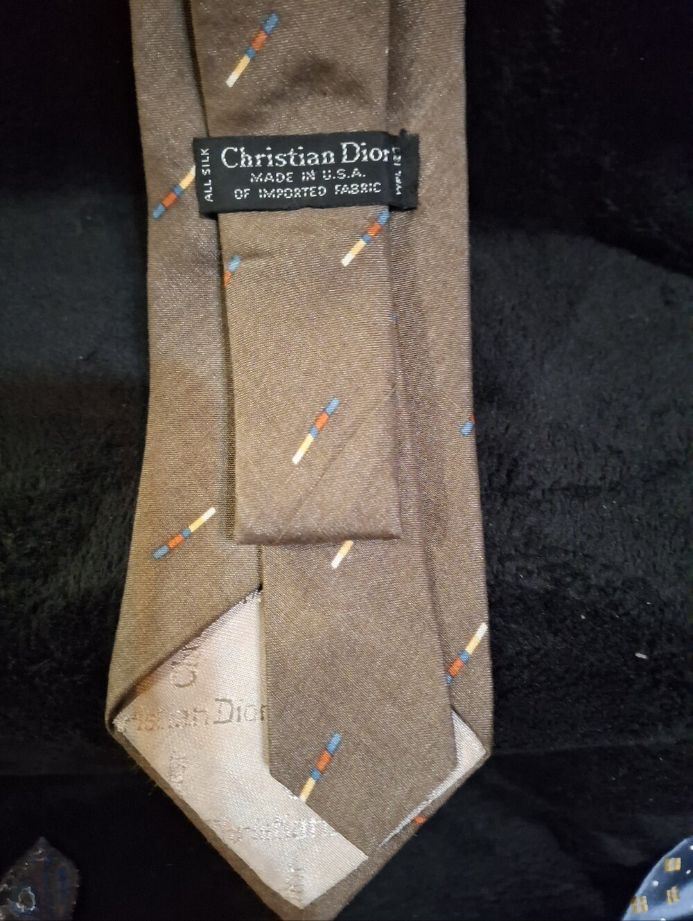 Christian Dior Brown Silk Tie with Micro Pattern